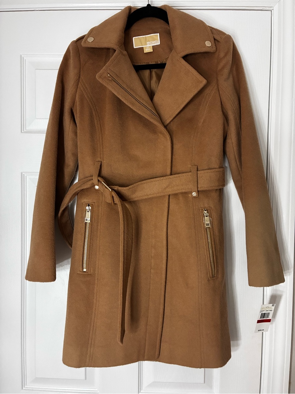 Michael Kors Wool Blend Belted Coat Brown XS